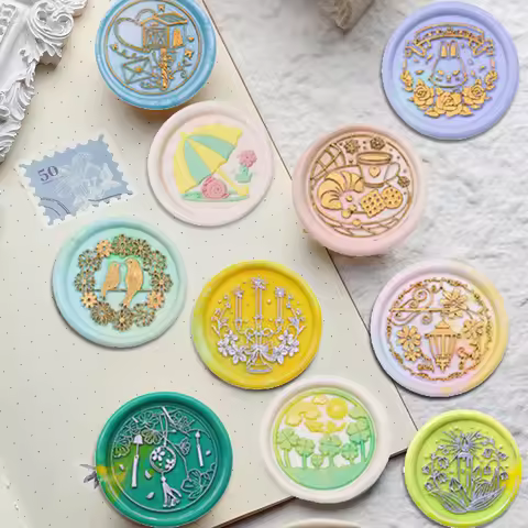 25MM Retro Wax Seal Stamp Umbrella/Bird/Cake/Coffee Beans Stamp Head Cards Envelopes Wedding Invitat