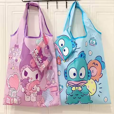 My Melody Sanrio Reusable Tote Bag Kuromi Portable Grocery Shopping Bag Hello Kitty Cinnamoroll Eco-