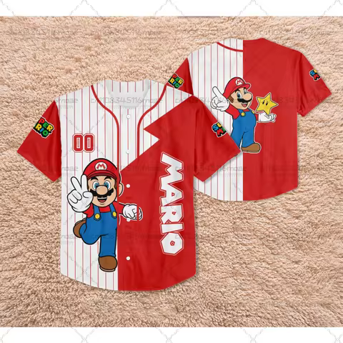 2026 High Quality 3D Pattern Super Mario Adult Baseball Jacket Summer Casual Comfortable Role Playin