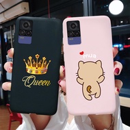 Cute Cat Cactus Queen Soft Case VIVO V21E Phone Cover Vivo V21E 4G V2061 V 21E Casing 2021 Shell