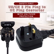 UK Converter With Fuse US Japan China 2 Flat Parallel Pin Plug To Singapore Msia HK Socket Power Ada