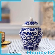 [HOMYL2] Ceramic Ginger Jar Vase Chinoiserie Ornaments Vintage Asian Ginger Jar for Home