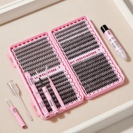 Home Lash Clusters Set: Natural Volume Extensions, Glue, Bond & Seal, and Tweezer