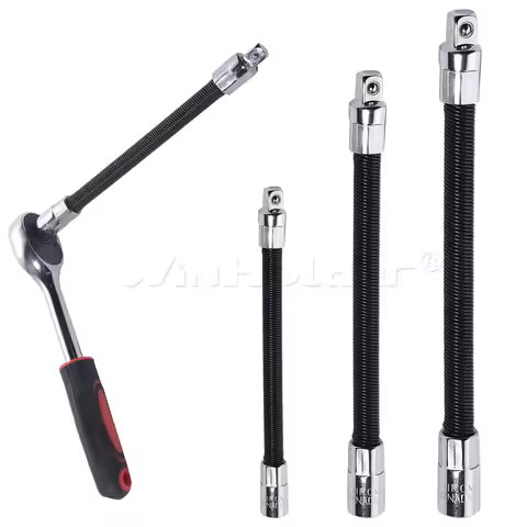 3Pcs Mixed Drive Flexible Flexi Socket Extension Bar Adapter Set 1/4 3/8 + 1/2 ﻿Easy To Solve The Pr