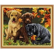 Cross Stitch Kit Dog Animal Design 14CT/11CT Counted/Stamped Unprinted/Printed Fabric Cloth, Cross Stitch Complete Set with Pattern