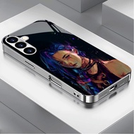 Jinx Luxury Plated Frame Glass Phone Case For Samsung Galaxy S22 S23 S24 S25 Ultra A22 A23 A25 A33 A