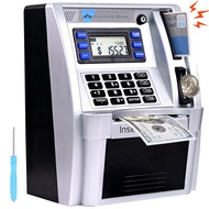 Upgraded ATM Piggy Bank, Kids Talking Piggy Bank, ATM Bank Machine for Real Money, with Debit Card, 