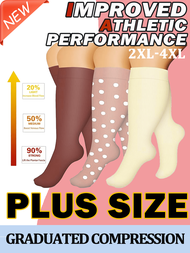 3雙加大號壓力襪,15-20 Mmhg通氣,適用於女士、男士、大腿肚、孕婦、孕婦、膝蓋高度最高的最佳承托,適合孕婦、醫療、跑步、護理、運動、騎車