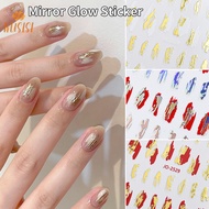 WUSISI Irregular Block Pattern Mirror Glossy Nail Sticker Magic Horaphic 3D Gold Silver Decals Tips Manicure Decorations NEW