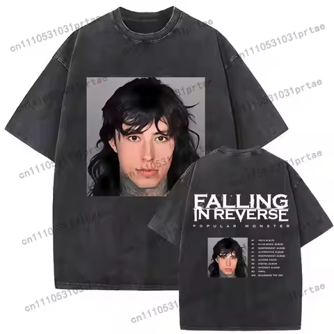 Washed Vintage Rock Band Falling in Reverse Ronnie Radke Popular Monster Album Graphic T-shirt Men's