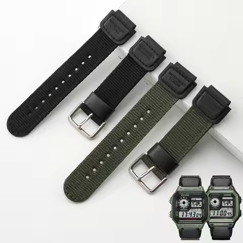 Nylon Watch Band Strap for Casio AE-1200 1300 AE-1000W F91W F84 AEQ-110W SGW-300H 400H 500H 800H 216