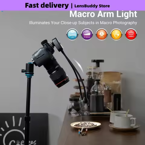 JJC 10 Level Ajustable Brightness Macro Photography Lighting LED Macro Arm Light with for Canon Niko