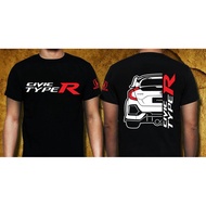 Honda Civic Type R FK8 Oren Sport Cotton DTF Front Back Printing Black T-Shirt XS-3XL Free Sticker