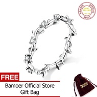 BAMOER Nhẫn Đeo Tay Có Thể Xếp Chồng Lên Nhau Cho Nữ Nhẫn Dây Leo Cành Hoa Bằng Bạc Ý 925 Trang Sức 