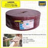 Langsol Kertas Amplas Roll / Abrasive Cloth Roll, Waterproof P40/5R