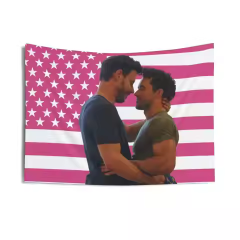 Heated Rivalry Tapestry Custom Flags for Bedrooms Scott & Kip Version Outdoor Decors Pink Flag LGBTQ