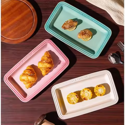 Le Creuset Style Rectangular Plate | Multicolor | Enameled Ceramic, Oven & Microwave Safe, Versatile
