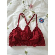 Si bra size S 70B C dark red lace with elastic waist