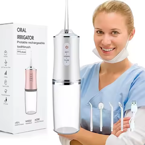 Oral Irrigator Portable Dental Water Flosser USB Rechargeable Water Jet Floss Tooth Pick 4 Jet Tip 2