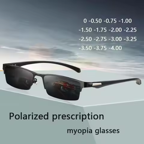 Alloy glasses frame Square Polarized Sunglasses Men Anti-glare Minus Lens Prescription Sunglasses Di