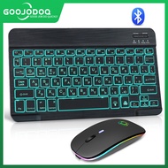 GOOJODOQ 10inch Bluetooth Keyboard LED Backlight Wireless Keyboard Rechargeable RGB For iPad Laptop Phone