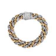 TOPGRILLZ New 9/14MM Cuban Chain Bracelet With Gold Silver Color Spring Clasp Bling Iced Out CZ Jew