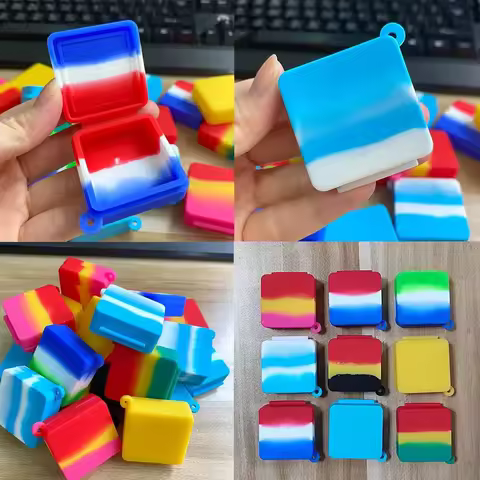 10pcs Square Silicone Jar Non-stick Wax Container 9ml Oil Storage Box Jars Smoking Accessories Face