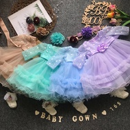 IRIS READY STOCK PRINCESS BABY GOWN 765-AP22 WITH HEADBAND +SOCKS [B04]
