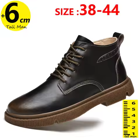 Man Elevator Shoes Men Ankel Boots Height Increase Insole 6cm Outdoor Plus Size 38-44