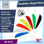 V Club Archery Parabolic Shaped TPU Plastic Fletching Vanes - 2" 3" - For Compound / Recurve Bow