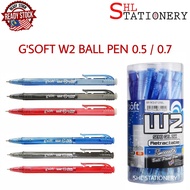 G'SOFT W2 Retractable Ball Pen 0.5mm / 0.7mm GSOFT (Black / Blue / Red)
