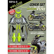 COVERSET YAMAHA Y15 ZR V1 / V2 DESIGN SD16 GREY MATT LEMON GREEN SD16-3-1/SD16-3-2 TANAM KILANG VELO
