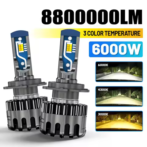 2pcs Tri-Color H7 LED Headlights 3000K 4300K 6000K H4 H8 H11 HB3 9006 H7 LED Fog Bulbs 12V H1 9005 F