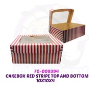 CAKEBOX RED STRIPE TOP AND BOTTOM 20'S/PACK. AVAILABLE SIZES 10x10x4, 6x6x3,& 9x6x3