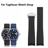 Watch Band for Tag Heuer Diving Watch Water Ghost Way101/201 Silicone Rubber Curved End Blue /Black Watch Strap Accessories 22mm
