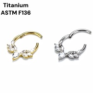 F136 Titanium Cubic Zirconia Septum Daith Piercing Jewellery 16G 8mm 1 piece
