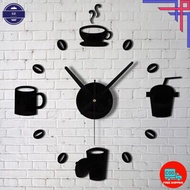 Wall Clock Wall Clock Analog Wall Clock Large Coffee Drink Coffee Cafe Black - Minimalist Wall Clock