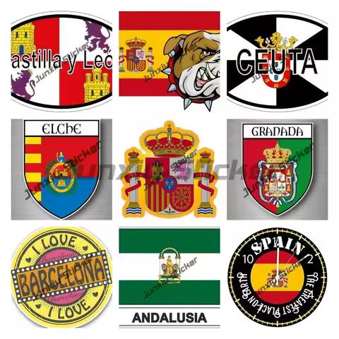 Spain Barcelona Ceuta City Shield Flag Decals Waterproof Cover Scratches Stickers Accessories for SU