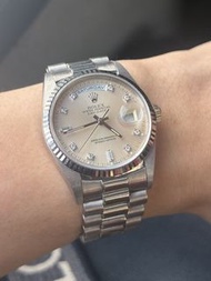 ✅罕有白金雙Rolex DD 有上行紙 十粒鑽石💎勞力士Rolex Day-date 18K 18239 18239b鑽石白金總統帶 ✅整體採用18k白金 not 1803 18238 18039 1