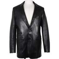 【日本直送】愛馬仕 HERMES 皮革夾克 剪裁西裝外套 羊皮 黑色 男士【二手】