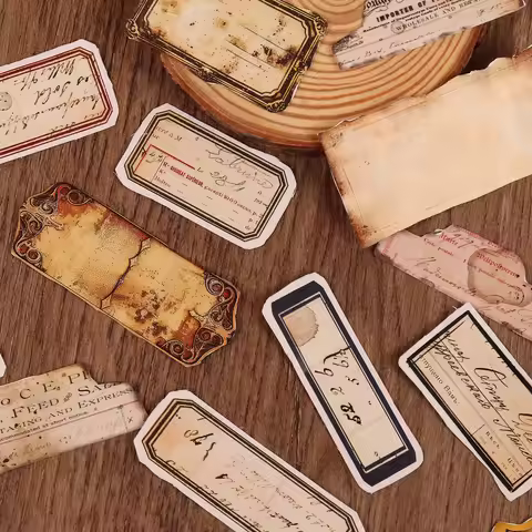 JAIIMAN126-261pieces Vintage Label Paper Self-adhesive Sticker,for Tag Decoration,Scrapbooking Suppl