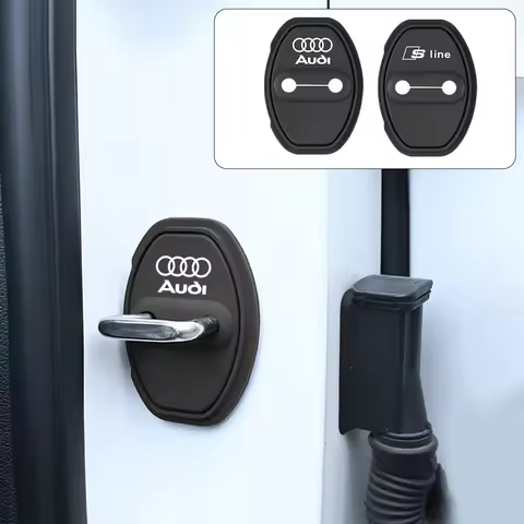 2Pcs Silicone Car Door Lock Buckle Anti-collision Protective Cover for Audi Sline Quattro Q5 Sportba