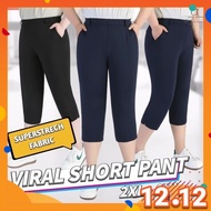 CY 4738 (XXL-9XL) WOMAN CASUAL SHORT PANTS BIG PLUS SIZE /  SELUAR PENDEK SIZE BESAR  /  WOMAN CROPP