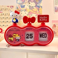 Jam Penggera Kitty Cat untuk Meja dengan Kalendar, Halaman Boleh Dibalik, Jam dengan Penunjuk Comel