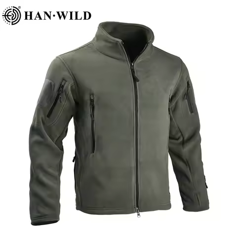 Fleece Tactical Jackets Men Clothing Hunting Outfit Safari Thermal Airsoft Full Zip Jacket Man Campi