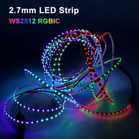 2.7mm Ultra Narrow LED Strip WS2812B Individually Addressable RGBIC Colorful Pixel Light 160Leds/M I