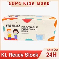 MY RDY STOCK  MEDICAL 50 PC CARTOON KIDS MASK (50PCS) 3 PLY BFE <95% DISPOSABLE KID MASK EAR LOOP CH