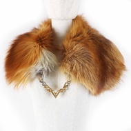 LOUIS VUITTONM78705 狐狸毛披肩/ブラウン，成色極佳，真絲襯裡，V 字標誌五金件，Monogram 圖案襯裡。棕金色錶帶搭配銀色五金。正品，義大利製。