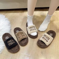 Thick-Soled Furry Slippers Women Outer Wear Lamb Furry Fashionable Home Cotton Slippers