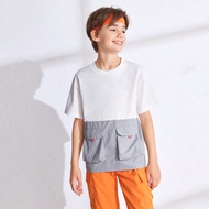 Tween เสื้อยืดแขนสั้นผ้าถักสำหรับเด็กผู้ชาย Outdoor Leisure พร้อมกระเป๋า 3D